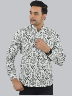 QuaClo Men Printed Straight Kurta(Black, White)