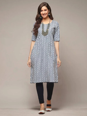 EthnicBasket Women Printed A-line Kurta(Blue)