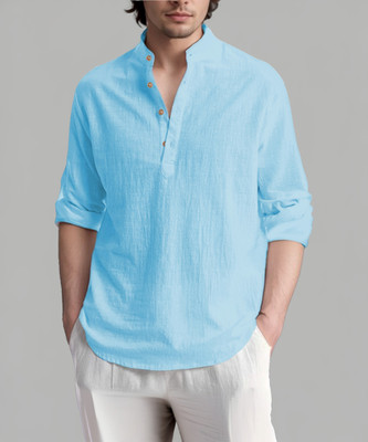 Univibe Men Solid Straight Kurta(Light Blue)