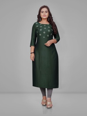 Sai veera Fashion Women Embroidered A-line Kurta(Green)