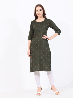 hriday fashion Women Printed Ethnic Dress Kurta(Dark Green)