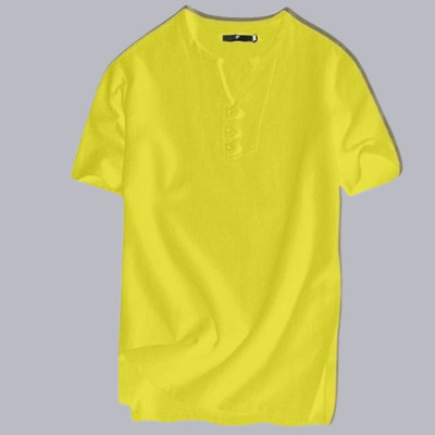 COSLETIC Men Solid Straight Kurta(Yellow)