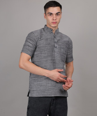Zohan Men Self Design A-line Kurta(Grey)