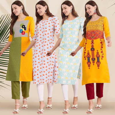 1 Stop Fashion Women Printed A-line Kurta(Multicolor)