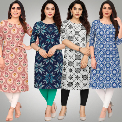 veemora Women Printed Straight Kurta(Multicolor)