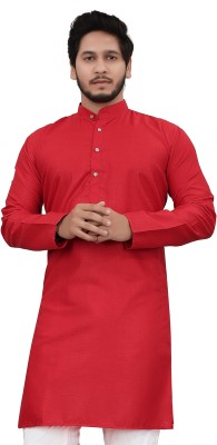 ALMORA Men Solid A-line Kurta(Red)