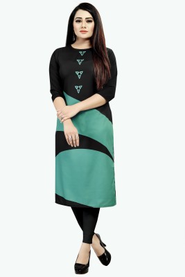 tanvi creation Women Printed Straight Kurta(Green, Black)