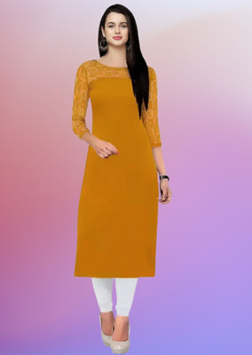 Maheshvi Women Embellished Straight Kurta(Yellow)