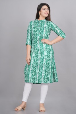 Glowworld Women Printed Straight Kurta(Green)