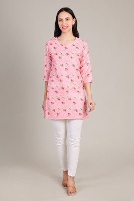 StyloQueen Women Printed A-line Kurta(Pink)