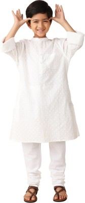 Fabindia Boys Printed A-line Kurta(White)