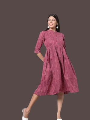 U Creationj Women Bodycon Pink Ankle Length Dress