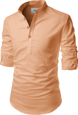 Univibe Men Solid Pathani Kurta(Orange)