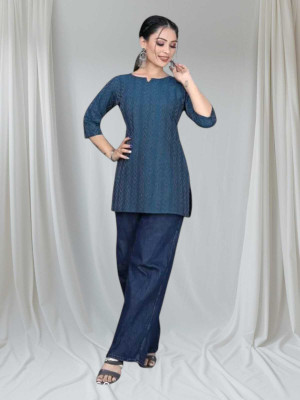 Texpa Fashionqw Women Solid A-line Kurta(Blue)