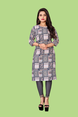 Tulsii Fab Women Printed Anarkali Kurta(Grey)