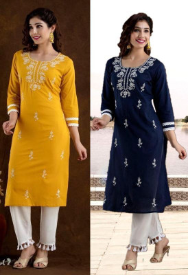 SISTO Women Embroidered A-line Kurta(Multicolor)