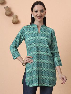 Tissu Women Printed Straight Kurta(Blue)