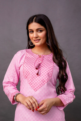 Tibra Attire Women Embroidered Straight Kurta(Black)