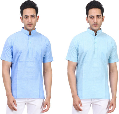 Kavita Fasion Men Solid Straight Kurta(Light Blue)