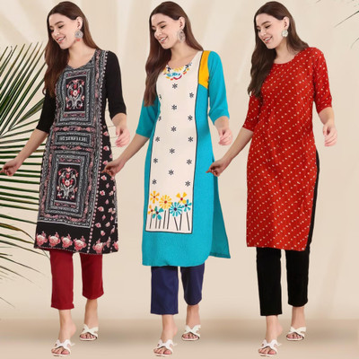 1 Stop Fashion Women Printed A-line Kurta(Multicolor)