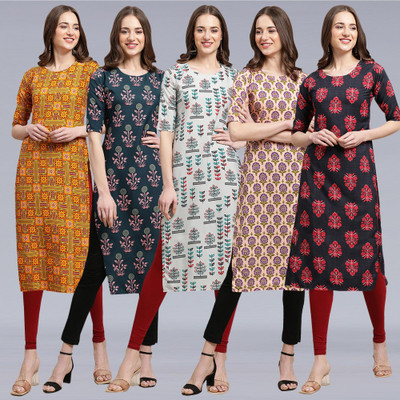 1 Stop Fashion Women Printed Straight Kurta(Multicolor)