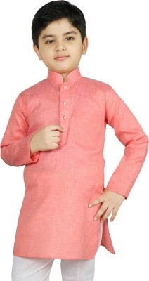 SG YUVRAJ Boys Solid Straight Kurta(Pink)