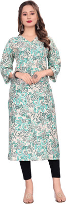 AAI DEEP IMPEX Women Floral Print A-line Kurta(Light Green)