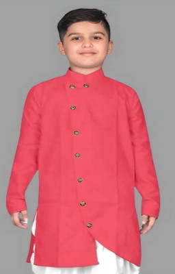 GUYS HUBB Boys Solid Straight Kurta(Pink)