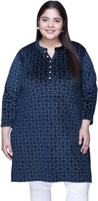 IN Love Women Printed A-line Kurta(Light Blue)