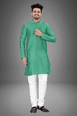 SANMIKA Men Self Design A-line Kurta(Light Green)