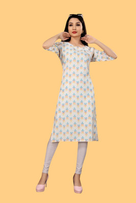 Tulsii Fab Women Printed Anarkali Kurta(White)