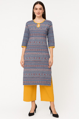 Cloth Stories Women Printed Straight Kurta(Multicolor)