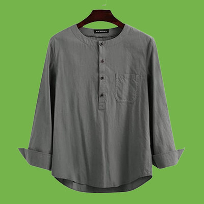 HouseOfCommon Men Solid Straight Kurta(Grey)