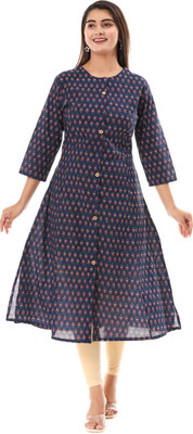 VIHAAN IMPEX Women Kalamkari A-line Kurta(Blue)