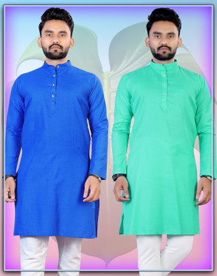 Flossy Men Solid Straight Kurta(Multicolor)