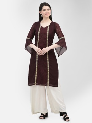 Ojjasvi Women Solid Straight Kurta(Maroon)