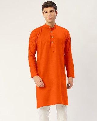 CHIRASVI Men Solid Straight Kurta(Orange)