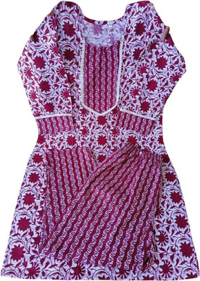 Barira Creations Women Floral Print Straight Kurta(Maroon)