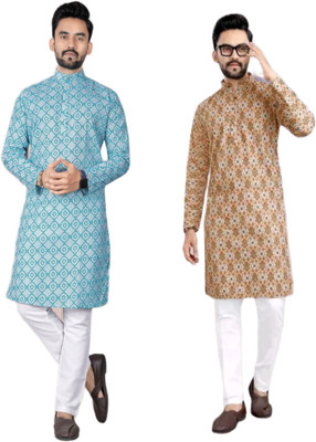 DHASU TRENDZ Men Printed Straight Kurta(Multicolor)
