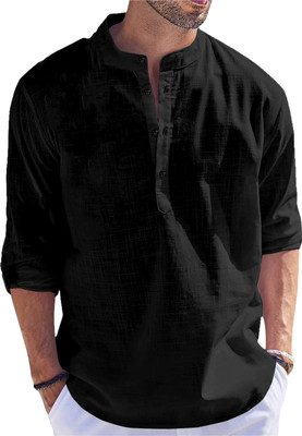 Kavyangle Creation Men Self Design Straight Kurta(Black)