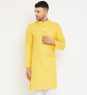 ARMAAN ETHNIC Men Self Design Straight Kurta(Yellow)