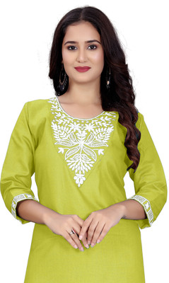 dhanshree tex Women Solid A-line Kurta(Yellow)