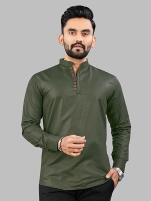 SOPANI Men Solid Straight Kurta(Dark Green)