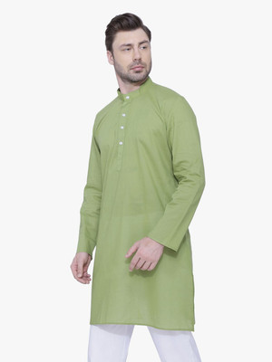 Rajubhai Hargovindas Men Solid Straight Kurta(Light Green)