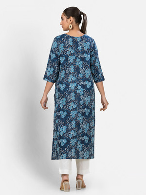 Crazy Needle Women Printed Straight Kurta(Multicolor)