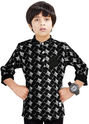 MADE IN THE SHADE Boys Printed Straight Kurta(White, Black)