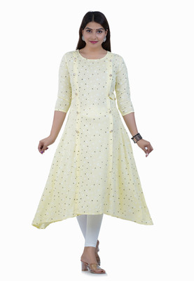 BIMATEX Women Geometric Print A-line Kurta(Yellow)