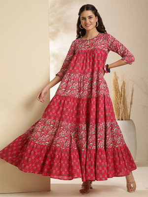 Gulmohar Jaipur Women Printed Anarkali Kurta(Multicolor)