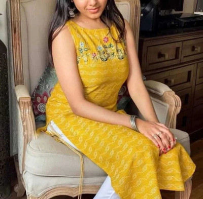 ARSH COLLETION Women Embroidered Anarkali Kurta(Yellow)