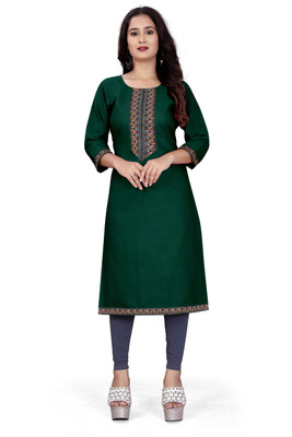 ACHES Women Embroidered A-line Kurta(Multicolor)